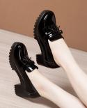 Comemore Female Pumps Spring Slip On Tassels Medium Heels Oxford Women Shoes Woman Party Patent Leather Footwear Plus Si
