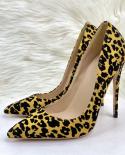 Tikicup Women Faux Suede Leopard Pattern Pointy Toe High Heel Party Dress Shoes  Ladies Flock Stiletto Pumps 8cm 10cm 12