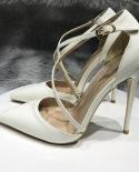 Tikicup Women Glossy Patent Dorsay Stiletto Pumps Summer 8cm 10cm 12cm High Heels Fashion Strappy Party Shoes White Nud