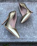 Tikicup Women Golden Matt Pointed Toe Pumps Comfortable Pointy Stilettos Ladies Slp On High Heels Wedding Party Dress Sh
