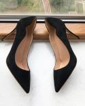 Tikicup Curl Cut Women Solid Black Flock Pointy Toe Elegant High Heel Shoes Ladies Faux Suede Slip On Stiletto Pumps 8 1