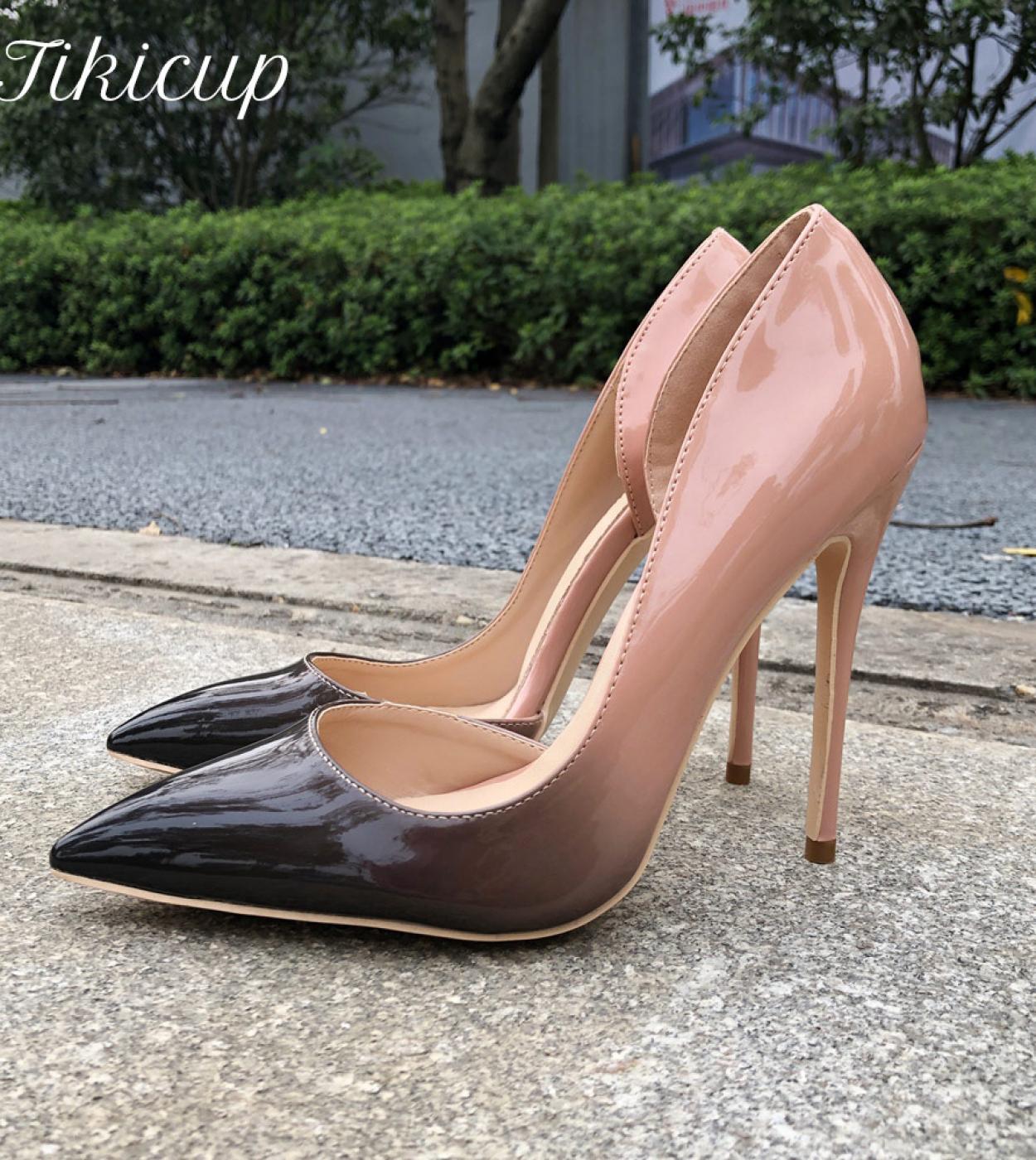 US 56.40 Tikicup Women Dorsay Patent Pumps Gradient Nude Black