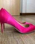 Tikicup Rose Pink Women Satin Fabric Pointed Toe High Heels Ladies Chic Stiletto Pumps Bridal Silk Wedding Shoes Plus Si
