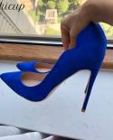Tikicup الصلبة الأزرق الملكي النساء حليقة قطع فلوك مدبب تو أحذية عالية الكعب 8 سنتيمتر 10 سنتيمتر 12 سنتيمتر أنيقة فو الجلد المد