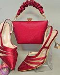 qsgfc צבע יין אופנה פשוט פלאש יהלום דקורטיבי נעלי עקב מעודנות מסיבה לנשים סט נעלי נשים ותיק