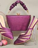 Qsgfc Wine Color Fashion Simple Flash Diamond Decorative High Heels Exquisite Party Ladies Shoes And Bag Set