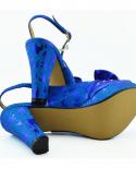 Italian Design  Nigerian Fashion Hot Selling Butterfly Kont Decoration Style Royal Blue Color Party Women Shoes And Bag 