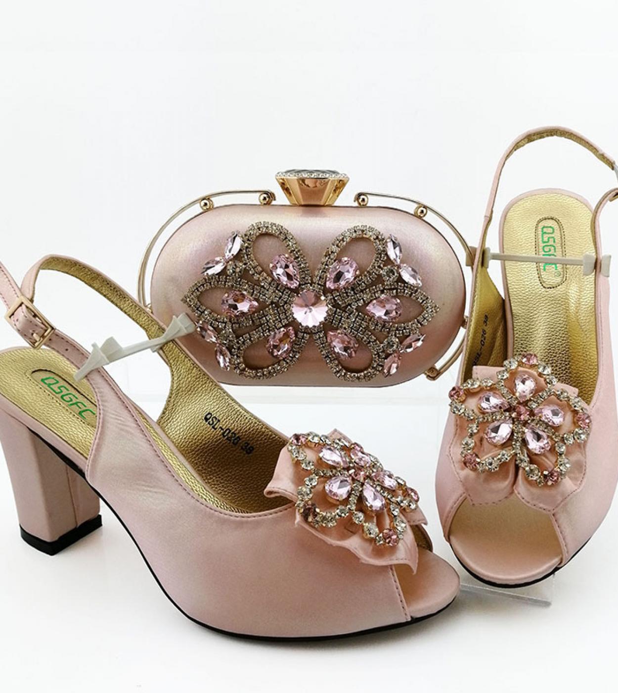 Newest Winter Magenta Italian Design Shoes With Matching Clutch Bag Hot African Wedding With High Heel Shoes And Bag Set