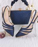 Qsgfc Nigeria Popular New Elegant Rblue Crinkled Fabric Tote Handle Simple And Versatile Exquisite Party Shoes And Bag 