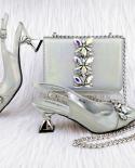 Qsgfc 2023 Italian Design Embossed Varnish Style Shoe Bag Big Diamond Decoration Classic Noble Shoes Matching Bag  Pumps