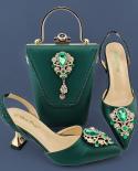 Qsgfc 2022 Newest Noble And Elegant Classic Vintage Rhinestone Accessories Ladies Shoes And Bag Set In Gold Color  Pumps
