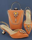 Qsgfc 2022 Newest Noble And Elegant Classic Vintage Rhinestone Accessories Ladies Shoes And Bag Set In Gold Color  Pumps