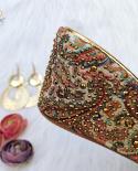 Qsgfc Vintage Exquisite Gold Color Paisley Pattern Butterfly Design Ladies Middle Heel Sandals Shoe Bag Set  Pumps