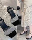 Sandals Women High Heelswomen Shoes Fashion Ruffles Shallow Slip On Peep Toe Luxury Designer Heels Womens Shoes Comfort 
