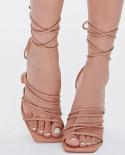 2022 Summer Fashion Square Toe High Heels Ladies Lace Up  Personality Elegant Lace Up Sandals Designer Womens Shoes Par