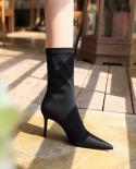 2023 Female High Heels Shoes  Pointed Toe Stiletto Heel Women Boots Fashion Stretch Short Boots Ladies Pumps Botas De Mu