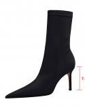 2023 Female High Heels Shoes  Pointed Toe Stiletto Heel Women Boots Fashion Stretch Short Boots Ladies Pumps Botas De Mu
