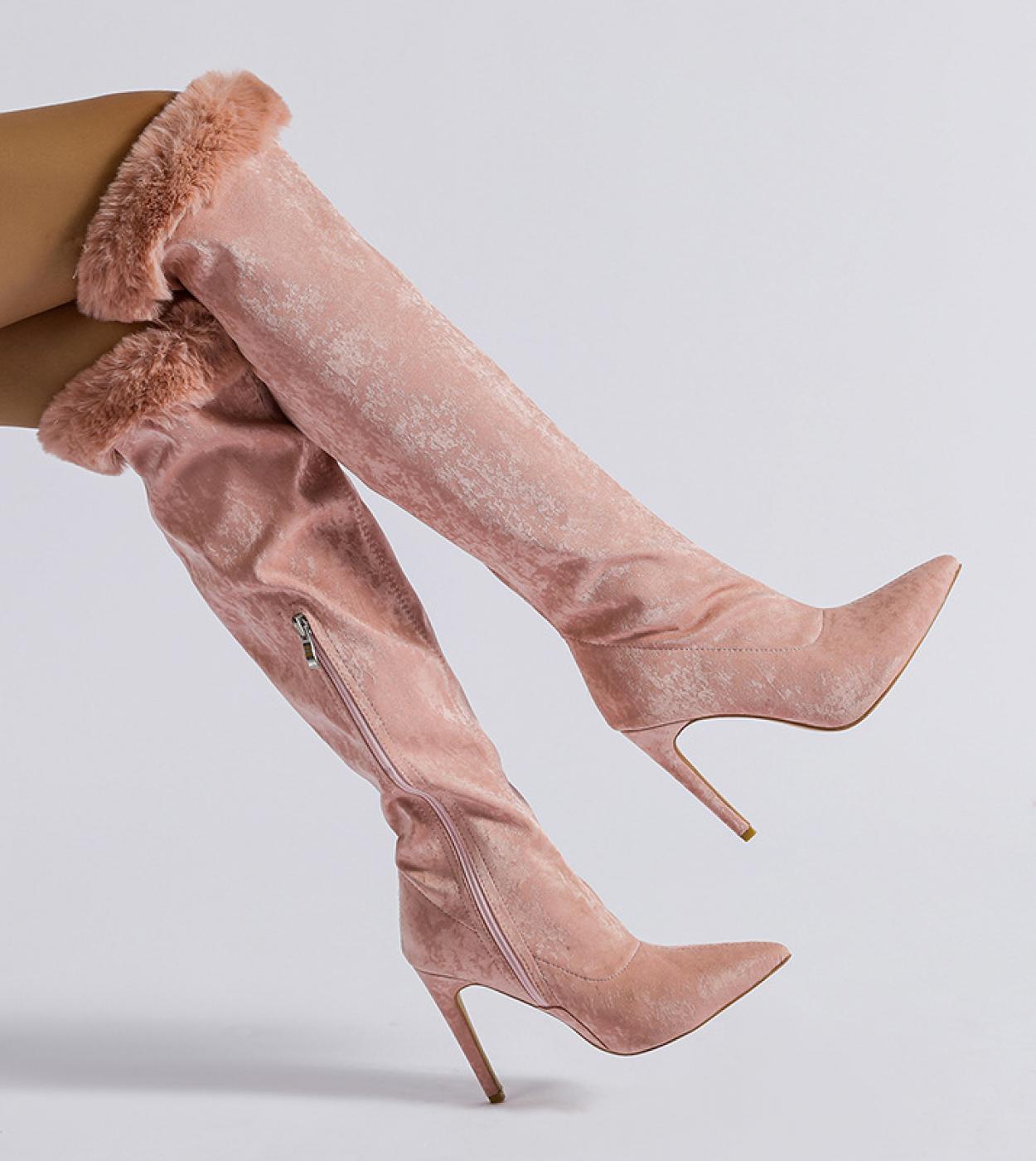 42 60 US Botas de mujer Tela de lentejuelas Tacones altos Punta