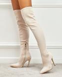 Classic Faux Suede Slip On Women Over The Knee Boots Fashion Autumn Winter Thin High Heels Elasticity Thigh High Boots S