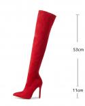 Classic Faux Suede Slip On Women Over The Knee Boots Fashion Autumn Winter Thin High Heels Elasticity Thigh High Boots S