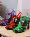 Runway Style Candy Colors Soft Pvc Women Sandals  Narrow Band High Heels Gladiator Sandals Fashion Summer Party Jelly Sh