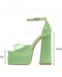 14 סמ נעלי עקב יוקרתיות סאטן לנשים פלטפורמת אופנה טריז רצועת קרסול סנדלי גלדיאטור קיץ chun נשית