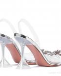 Fashion Brand Rhinestones Bowknot Women Pumps  Clear Pvc Slingback High Heels Jelly Shoes Summer Ladies Wedding Bridal S