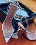 Fashion Brand Rhinestones Bowknot Women Pumps  Clear Pvc Slingback High Heels Jelly Shoes Summer Ladies Wedding Bridal S
