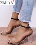 Womens Sandals Ankle Strap High Heels Clear Crystal Transparent Classic Buckle High Quality Women Shoeshigh Heels