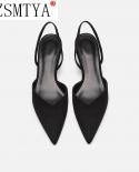  Square Med Heel Back Strap Women Sandals Microfiber Summer Ladies Pumps Pointed Toe Concise Female Shoesmiddle Heels