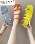  New Brand Womans Leather Ladies Sandals Square Heels Sandals Shoes For Women Summer Casual Beach Shoesmiddle Heels
