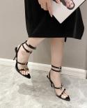 Runway Style Fashion Leather Strap Buckle Women Sandals  Stilettoe High Heels Gladiator Sandals Summer Party Prom Shoes