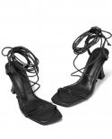 Summer Fashion Narrow Band Women Sandals  Ankle Strap Lace Up High Heels Gladiator Sandals Casual Black Office Lady Shoe