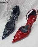 Star Style Patent Leather Rivet Rivet Strap Women Pumps Spring Summer Stiletto High Heels Fashion Party Prom Shoes Zapat