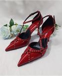 Star Style Patent Leather Rivet Rivet Strap Women Pumps Spring Summer Stiletto High Heels Fashion Party Prom Shoes Zapat