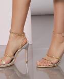  Ins Style Fashion Chains Pvc Women Sandals  Ankle Strap Stiletto High Heels Gladiator Sandals Summer Female Party Shoes