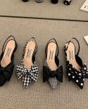 Womens Sandals Summer 2022 Pointed Low Heels Bowknot Sandalias Fashion Baotou Strap Elegant Female Shoes Chaussure Femm