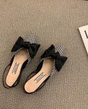 Womens Sandals Summer 2022 Pointed Low Heels Bowknot Sandalias Fashion Baotou Strap Elegant Female Shoes Chaussure Femm