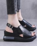 2022 New Womens Platform Wedge Sandals New Summer Highheeled Fish Mouth Womens Shoes Soft Leather Heightened Platform 