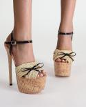  16cm Espadrilles Sandals Women Summer Fashion  Open Toe High Heel Shoes Buckles Nightclub Party Shoe Women Zapatillas M