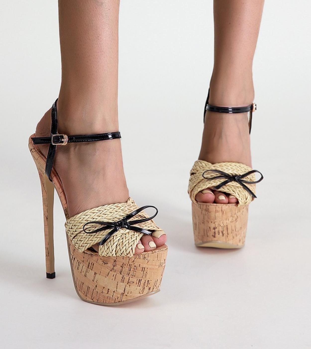 16 סמ סנדלים אספדריל נשים אופנה קיץ נעלי עקב פתוחות אבזמים מועדון לילה נעל מסיבה לנשים zapatillas m