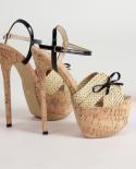 16 סמ סנדלים אספדריל נשים אופנה קיץ נעלי עקב פתוחות אבזמים מועדון לילה נעל מסיבה לנשים zapatillas m