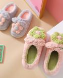 Lovely Flower Slippers Women Shoes Indoor Non Slip Thick Soled Winter Warm Cotton Slippers Home Slippers Floor  Mute Sli