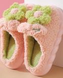 Lovely Flower Slippers Women Shoes Indoor Non Slip Thick Soled Winter Warm Cotton Slippers Home Slippers Floor  Mute Sli