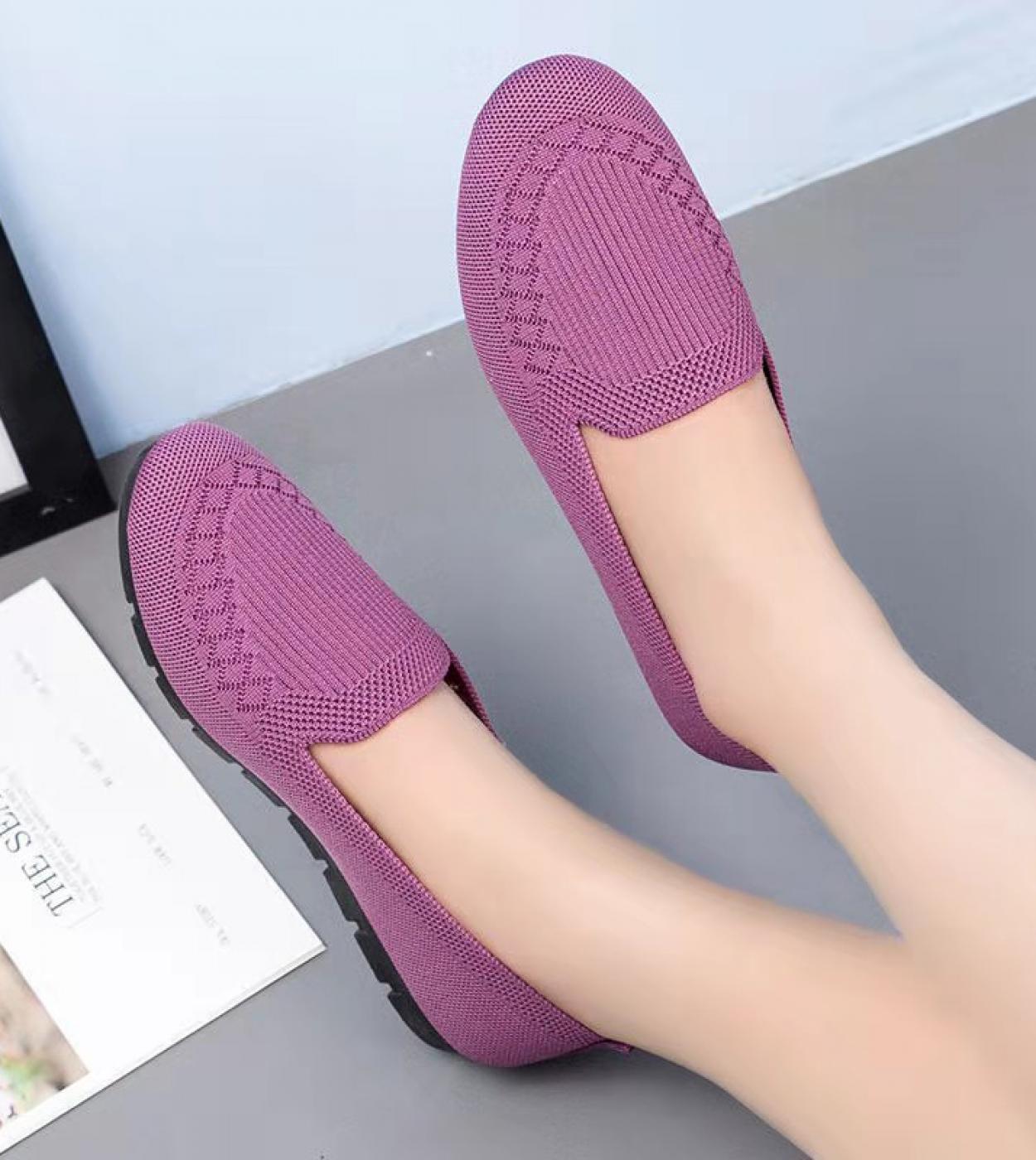 Summer Mesh Breathable Casual Flat Shoes Ladies Comfort Light Sneaker Socks Women Slip On Loafers Zapatillas Muje  Flats