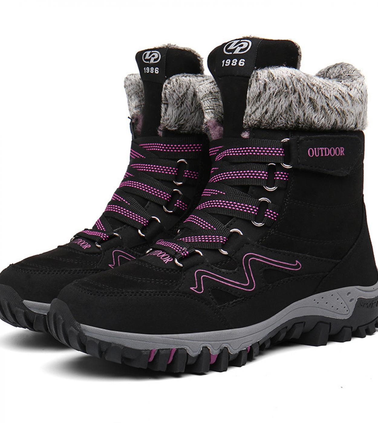 Winter Women Snow Boots For Women Men Warm High Boots Mid Calf Shoes Cold Weather Outdoor Plush Shoes Anti Skid Hiking B