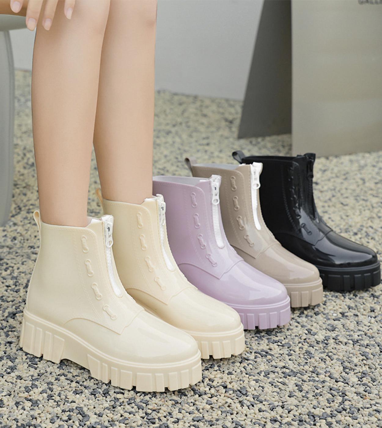 Short rain boots with zipper sales