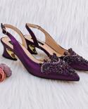 Qsgfc New Navy Pointed Toe Heels With Multicolored Rhinestone Embellishments In Various Shapes Ladies Shoes And Bag