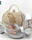 Pretty Italian Women Shoes And Bag Set With Shinning Crystal  Summer High Quality Afrian Lady Shoes And Bag Set For Part