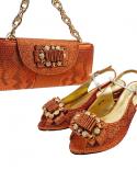 Qsgfc Brown Color Elegant Fashion Comfortable Everyday Peep Toe Shoes Party Ladies Shoe Bag Set  Pumps